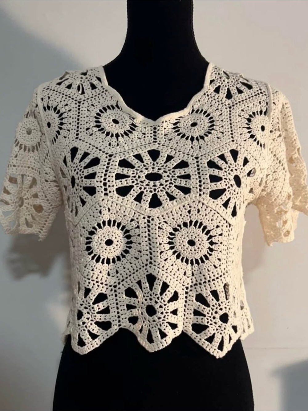 Rebellion Cream Crochet Crop Top